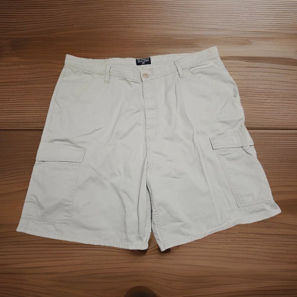 Polo Jeans Co. Ralph Lauren Men's Beige Cotton Cargo‎ Shorts Size 38 RL Flag